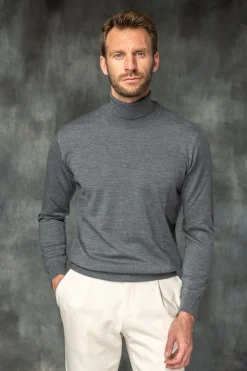 Anthracite Merino Turtleneck – Made In Italy|Pini Parma Discount