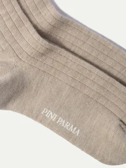 Beige - Super Durable Wool Short Socks - Made In Italy|Pini Parma Cheap