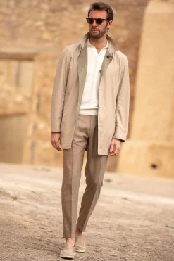 Beige And Green Reversible Raincoat - Made In Italy|Pini Parma Cheap