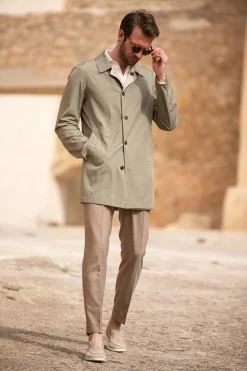 Beige And Green Reversible Raincoat - Made In Italy|Pini Parma Cheap