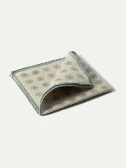 Beige And Sage Reversible Pocket Square - Made In Italy|Pini Parma Clearance