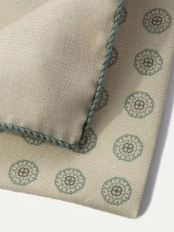 Beige And Sage Reversible Pocket Square - Made In Italy|Pini Parma Clearance