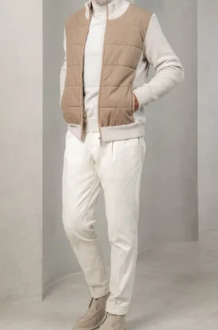 Beige Cardigan - Flannel & Knitted Wool - Made In Italy|Pini Parma Hot