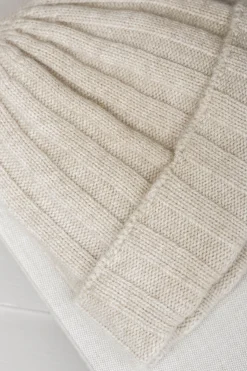 Beige Cashmere Rib Knit Beanie - Made In Italy|Pini Parma Store
