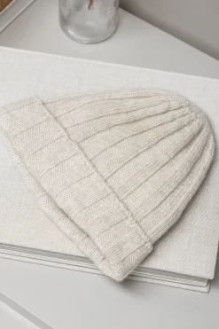 Beige Cashmere Rib Knit Beanie - Made In Italy|Pini Parma Store