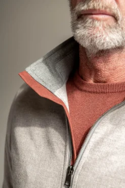 Beige Down Bomber In Loro Piana Wool With Rain System®– Made In Italy|Pini Parma Store