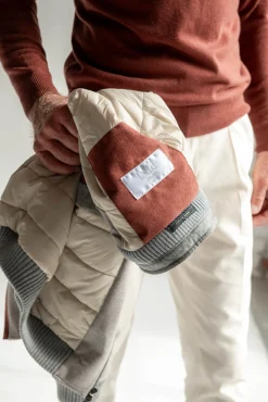 Beige Down Bomber In Loro Piana Wool With Rain System®– Made In Italy|Pini Parma Store
