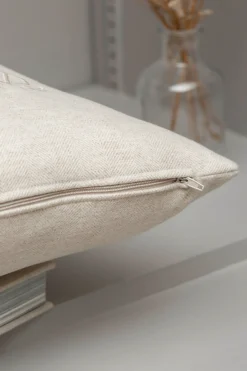 Beige Herringbone Wool Cushion - Made In Italy|Pini Parma Online