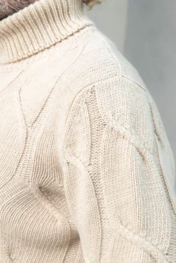 Beige Jacquard Patterned Wool & Cashmere Turtleneck – Made In Italy|Pini Parma Flash Sale