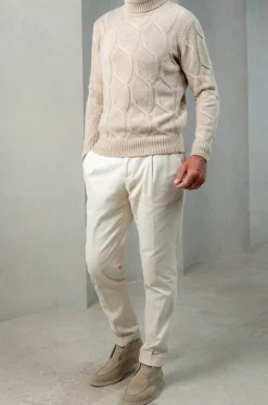 Beige Jacquard Patterned Wool & Cashmere Turtleneck – Made In Italy|Pini Parma Flash Sale