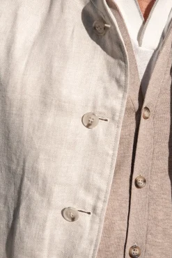 Beige Linen Reversible Down Vest – Made In Italy|Pini Parma Hot
