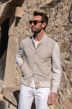 Beige Suede Knit Bomber – Made In Italy|Pini Parma Discount
