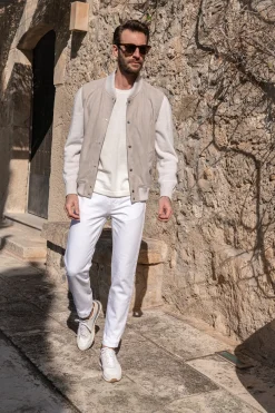 Beige Suede Knit Bomber – Made In Italy|Pini Parma Discount