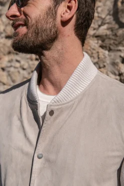 Beige Suede Knit Bomber – Made In Italy|Pini Parma Discount