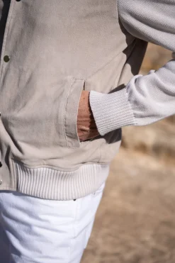 Beige Suede Knit Bomber – Made In Italy|Pini Parma Discount