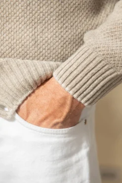 Beige Textured Cashmere Blend Cardigan – Made In Italy|Pini Parma Shop