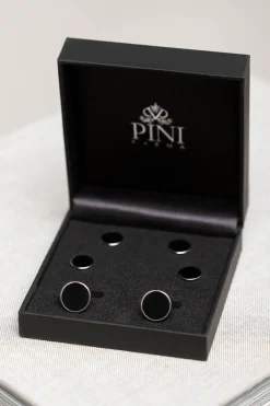Black Cufflinks And Dress Studs Set - Made In Italy|Pini Parma Online