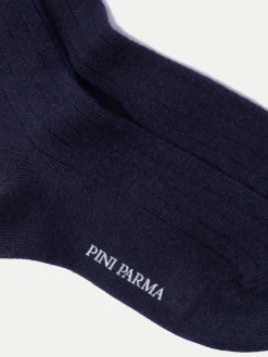 Blue - Super Durable Wool Short Socks - Made In Italy|Pini Parma Clearance
