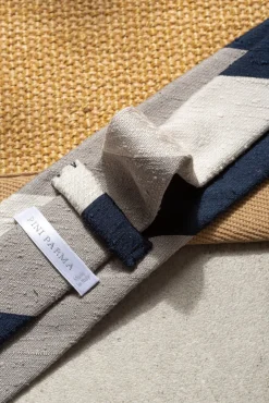 Blue And Grey Shantung Tie - Hand Made In Italy|Pini Parma Fashion