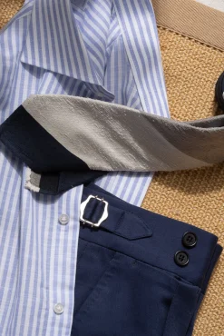 Blue And Grey Shantung Tie - Hand Made In Italy|Pini Parma Fashion