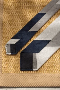 Blue And Grey Shantung Tie - Hand Made In Italy|Pini Parma Fashion