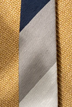 Blue And Grey Shantung Tie - Hand Made In Italy|Pini Parma Fashion