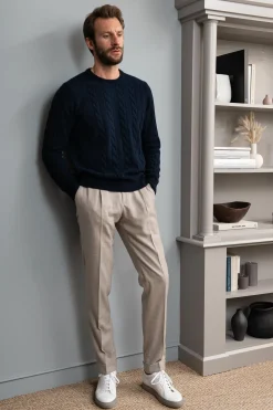 Blue Cable Knit Sweater – Made In Italy|Pini Parma Fashion