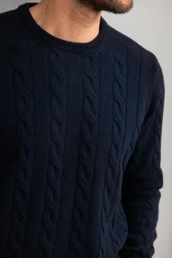 Blue Cable Knit Sweater – Made In Italy|Pini Parma Fashion