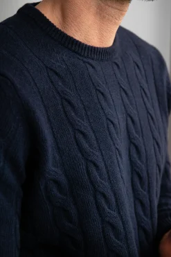 Blue Cable Knit Sweater – Made In Italy|Pini Parma Fashion