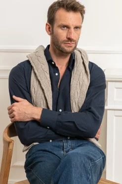 Blue Cashmere And Cotton Shirt - Made In Italy|Pini Parma Best