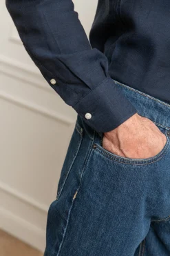 Blue Cashmere And Cotton Shirt - Made In Italy|Pini Parma Best