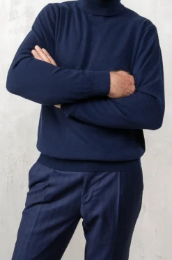Blue Cashmere Turtleneck – Made In Italy|Pini Parma Sale