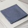 Blue Flannel Cotton Pocket Square With White Edges - Made In Italy|Pini Parma New