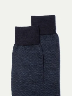 Blue Herringbone Short Socks - Made In Italy|Pini Parma Best