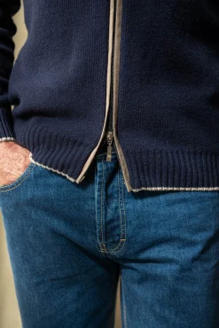 Blue Honeycomb Cashmere Blend Full Zip – Made In Italy|Pini Parma Clearance