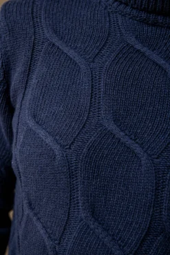 Blue Jacquard Pattern Cashmere Blend Turtleneck – Made In Italy|Pini Parma Sale