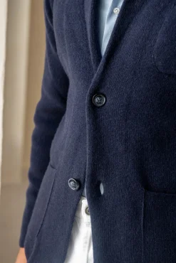 Blue Knitted Jacket – Wool And Cashmere – Made In Italy|Pini Parma Outlet
