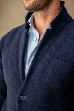 Blue Knitted Jacket – Wool And Cashmere – Made In Italy|Pini Parma Outlet