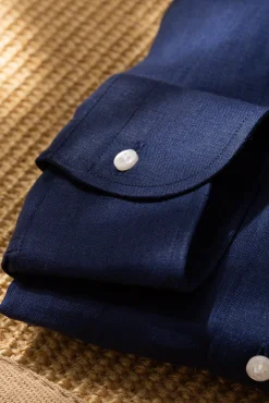 Blue Linen Shirt - Made In Italy|Pini Parma Flash Sale