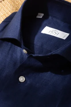 Blue Linen Shirt - Made In Italy|Pini Parma Flash Sale