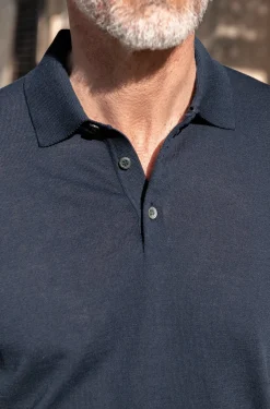 Blue Long Sleeve Cotton Polo - Made In Italy|Pini Parma Cheap