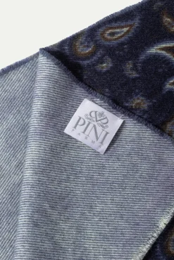Blue Paisley Reversible Scarf - Made In Italy|Pini Parma Clearance