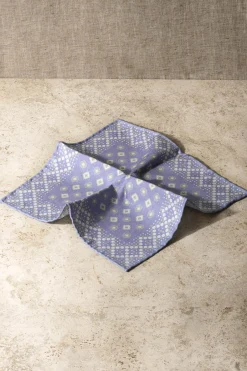 Blue Patterned Reversible Pocket Square - Made In Italy|Pini Parma Flash Sale