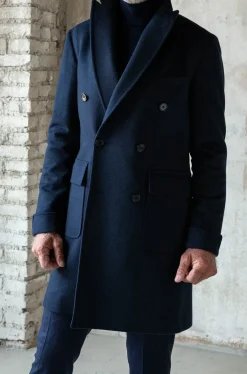 Blue Polo Coat In Loro Piana Wool – Made In Italy|Pini Parma Flash Sale