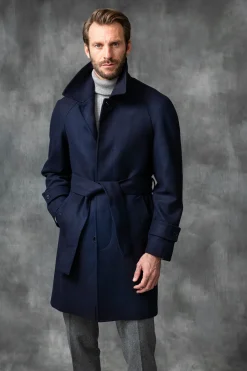 Blue Raglan Coat In Loro Piana Wool – Made In Italy|Pini Parma Cheap