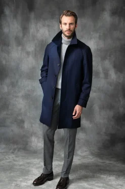 Blue Raglan Coat In Loro Piana Wool – Made In Italy|Pini Parma Cheap