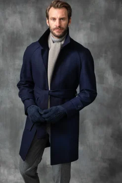 Blue Raglan Coat In Loro Piana Wool – Made In Italy|Pini Parma Cheap