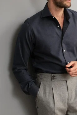 Blue Shirt - Flannel Touch - Made In Italy|Pini Parma Fashion