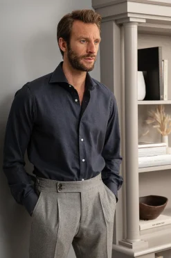 Blue Shirt - Flannel Touch - Made In Italy|Pini Parma Fashion