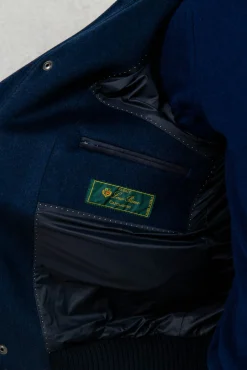 Blue Short Coat With Removable Shearling Collar – Made In Italy|Pini Parma Store